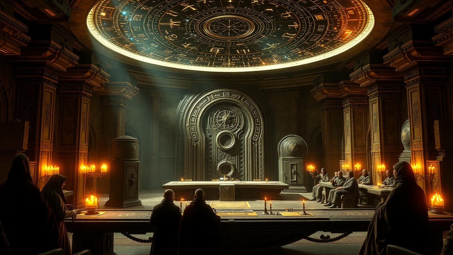 An ancient alien council chamber where the laws of Planet X are kept